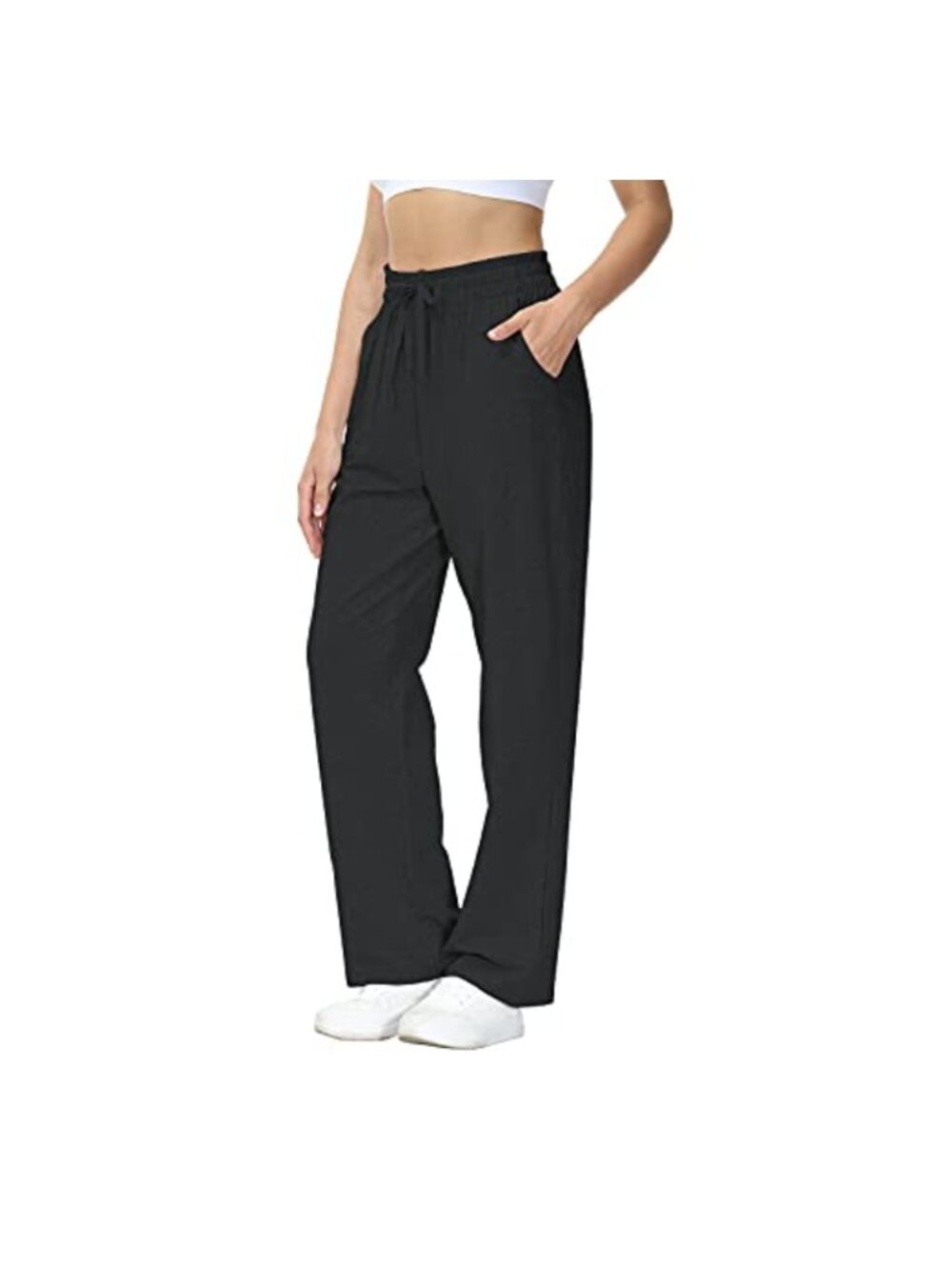 Women's Cotton Jogging Sweatpants with Pockets Straight Leg High Waist